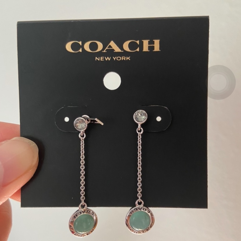 Coach Crystal Long Dangle Earrings - Picture 3 of 5